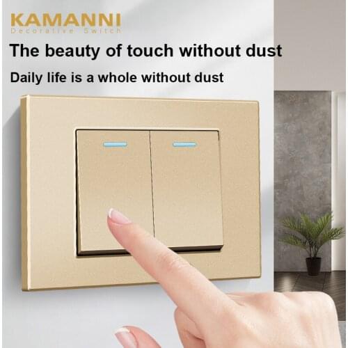 KAMANNI 118 Type wall Light Switch Socket Matte Gold Two Gang Two Way Switch 114x72mm AC 110-250V For lighting Minimalist style