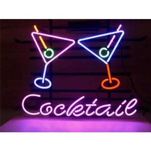 NEON SIGN For Cocktail Martini Signboard REAL GLASS BEER BAR PUB display christmas Light Signs 17*14"