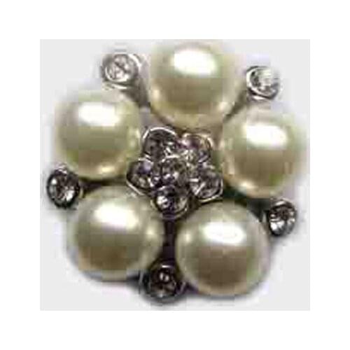 Wholesale crystals pearl metal flower flat back buttons DIY wedding embellishment ornament accessories 30pcsx