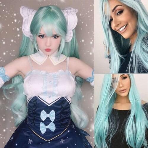 Blue Lace Front Wigs for Women Long Wavy Ice Blue Wig Synthetic Heat Resistant Fiber Natural Looking Hairline Guleless Lace Wig