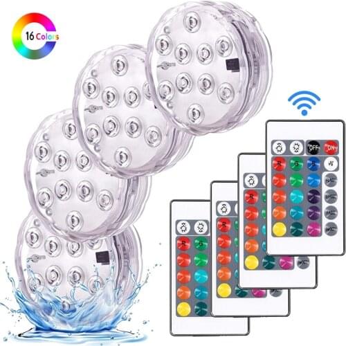 Submersible Led Lights Spot Light with Remote Lamps Decorative Fish Bowl Light Remote Controlled for Aquarium Vase Base Pond