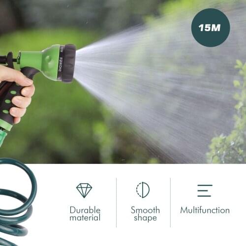 Coil Hose Garden Water Hose with 7-Mode Spray Nozzle Faucet Connector 3.8in Quick Connectors for Gardening Car Washing 49ft