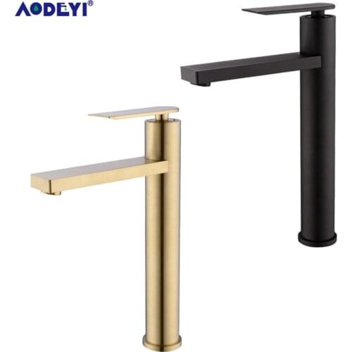 Bathroom Basin Faucet Sink Mixer Tap Solid Brass Tap Water Faucet Waterfall Basin Mixer Faucet Chrome&Black&Brushed Gold
