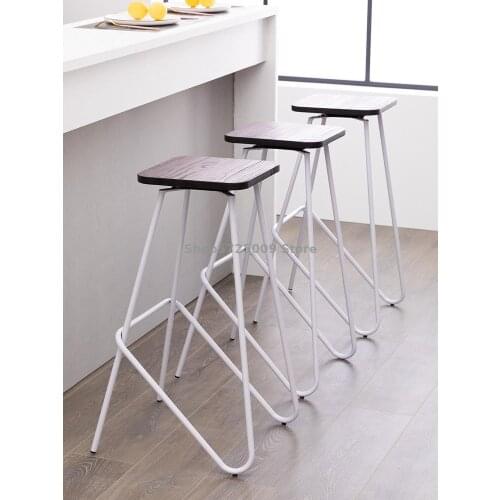 Modern Simple Bar Stool Household Solid Wood Bar Chair Retro B & B Bar Front Desk Chair High Stool Bar Chair