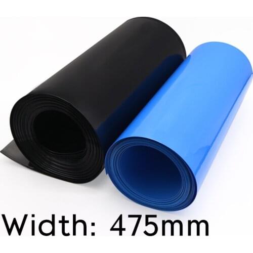 Width 475mm PVC Heat Shrink Tube Dia 302mm Lithium Battery Insulated Film Wrap Protection Case Pack Wire Cable Sleeve Black Blue