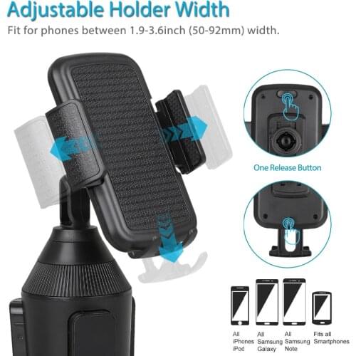 Universal 360 Degree ABS Adjustable Car Cup Holder Stand Cradle Mount for Phones Short Version