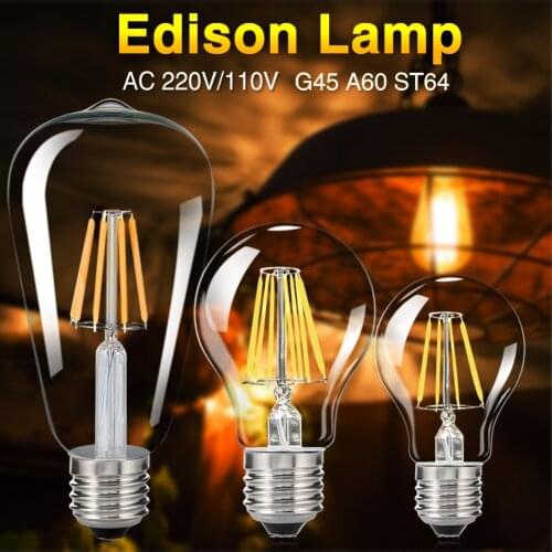 TSLEEN E27 Retro Vintage LED Edison Bulb LED Lamp G45 A60 ST64 Filament Light AC 110V 220V COB Candle Light Lamp 4W 8W 12W 16W
