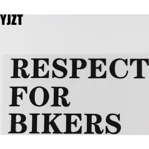 YJZT 16.1CM*8.7CM RESPECT FOR BIKERS Vinyl Car Sticker Funny And Humorous Words 13D-0081