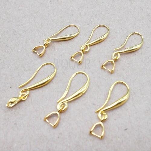 100PCS Hook-shaped 18K Gold Smooth Surface Ear Hook + Clip DIY Jewelry Accessories for Womens Earring Jewelry Making