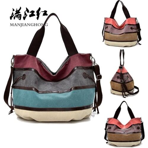 Fashion Patchwork Canvas Women Handbags Colorful Messenger Shoulder Bags For Women Large Ladies Crossbody Tote Bag Female 1399