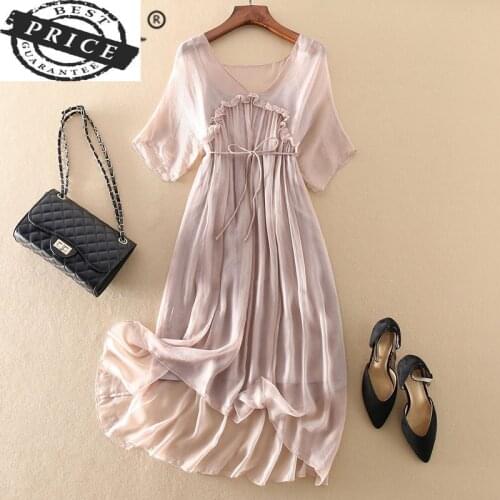 Summer Dress Vintage Women Clothes 2021 Boho 100% Real Silk Long Vestidos Ladies Maxi Dresses + Top Woman Robe Mujer a01a
