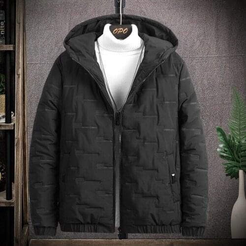 Winter Casual Thicken Mens Parka Jackets Fashion Warm Solid Color Mens Coat Loose Hooded Outerwear Parkas Plus Size M-5XL