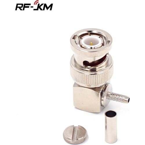 10PCS BNC Male Q9 Plug RF Coax Connector Window Crimp RG316,RG174,LMR100 90 Degree Nickelplated