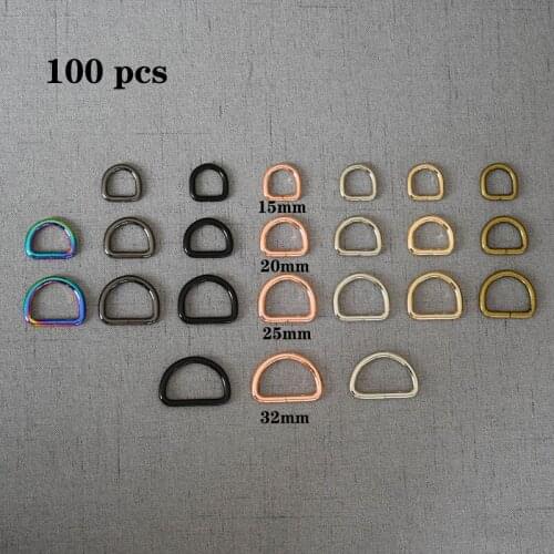 100 pcs/pack 15mm 20mm 25mm 32mm Metal Adjustable D Ring Belt Buckle For Backpacks shoes Bag Cat leash Dog Collar Buckles DIY
