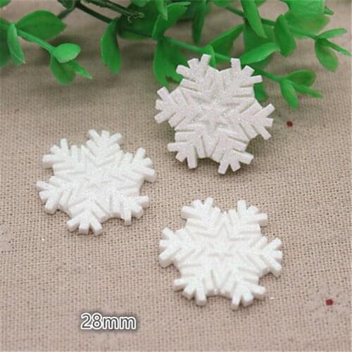 20pcs 28mm Kawaii New Design Resin Glitter Snowflake Flatback Cabochon DIY Craft Scrapbooking