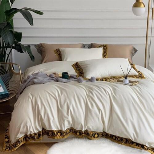 2020 Luxury 600TC Egypt Cotton Classic Bedding Set Digital Printing Edge Duvet Cover Bed Sheet Pillowcases Queen King size 4Pcs