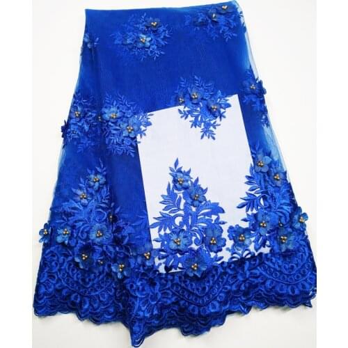 3d Lace Fabric With Beads Sewing Material 5yard African Lace Fabric 2021 High Quality 3d Flower Fabric With Beads M18082