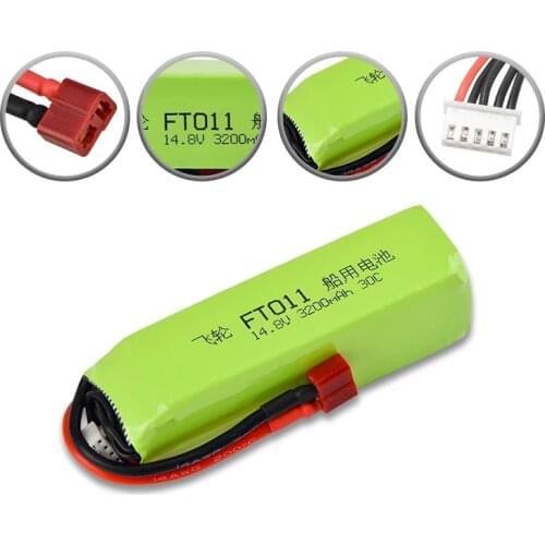 4S 14.8V 3200mAh lipo Battery with T plug For Feilun FT010 FT011 RC high speed Boats toy Accessories 14.8v for FT011 1PCS-5PCS