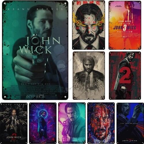 American Thriller Crime Movie John Wick Metal Plate Old Rusty Retro Poster Bar Club Pub Metal Tin Sign Classic Movie Wall Decor