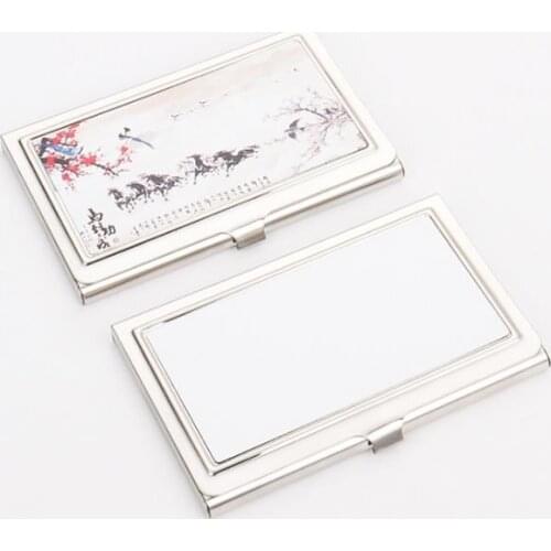 Sublimation Blank Card Case Stainless Steel Concave Position Rectangle Name Cards Boxes Printable Pattern Party Gifts SN3818