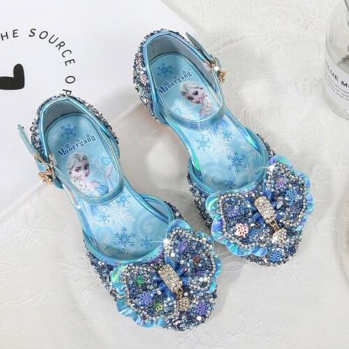 Disney summer new frozen elsa girls high-heeled sandals little girl princess shoes children fish mouth sandals