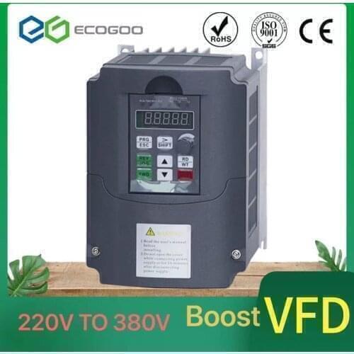 FOR Spain! VFD 220V to 380V 5.5KW AC 380V 4KW Variable Frequency Drive 3 Phase Speed Controller Inverter Motor VFD Inverter