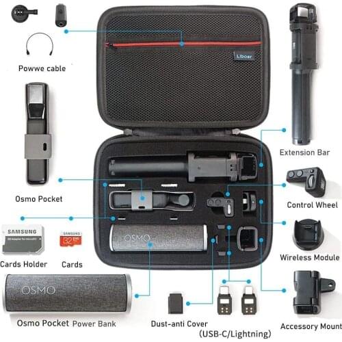 For Osmo pocket bag Portable case Spare parts Storage box waterproof for dji osmo pocket case with Free Gift Lens Cover