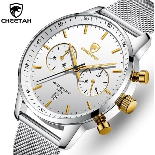CHEETAH Men Watch Fashion Casual Quartz Mens Watches Stainless Steel Waterproof Chronograph Sport Male Clock Relogio Masculino