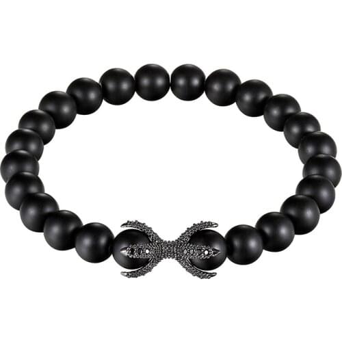 JAAFAR 2018 New Mens Fashion Bracelet CZ Dragon Claw Charm Bracelets Lava Rock Bracelet Jewelry Gift AS528