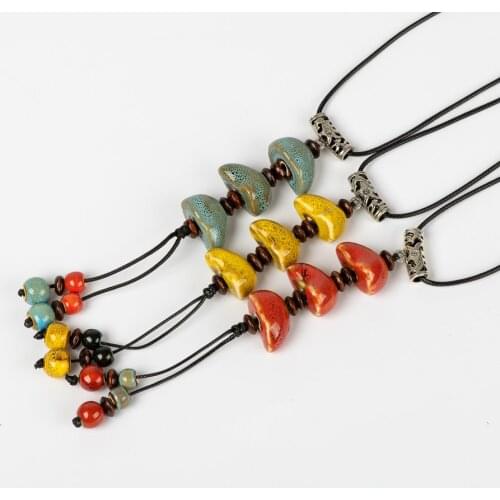 Jingdezhen Unique Shape Ceramic Beads Necklace Jewelry DIY fashion Necklaces For Women #FY470