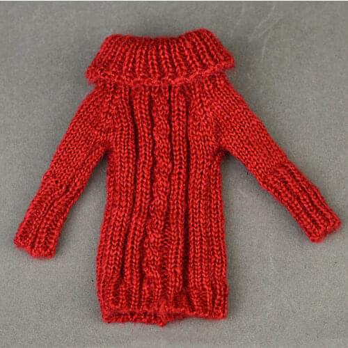 Red Doll Accessories Knitted Woven Handmade Sweater For Barbie Doll Tops Coat Dress Clothes BJD Dolls Gifts For Girls Kids Toy