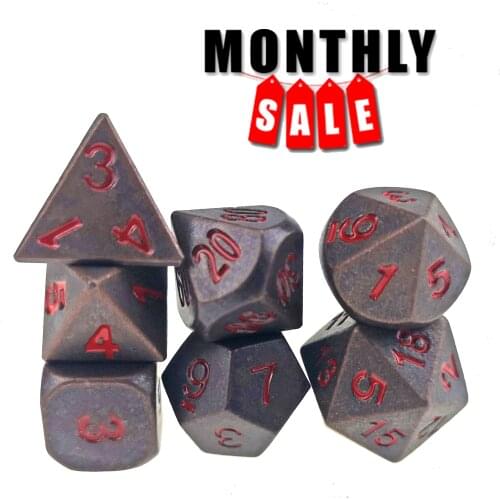 Metal DND Dice Monthly Sale Super Heavy Set of 7 D&D Dice for Dungeons and Dragons Games