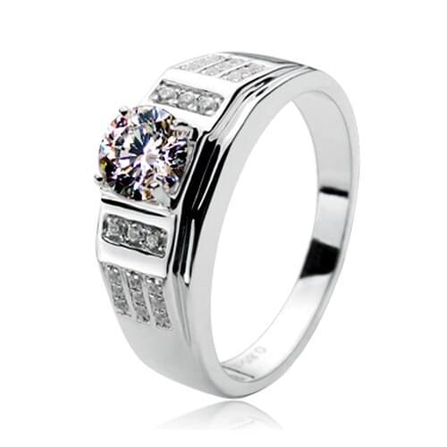 Test Positive Test Positive 0.8CT 6.0mm G-H Moissanite Diamond Male Ring Vintage Classic 925 Sterling Silver Men Ring