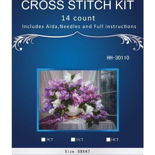 Top Quality Lovely Hot Sell Counted Cross Stitch Kit Old World Holiday Ornaments Similar DMC HH-30110 violet flowers