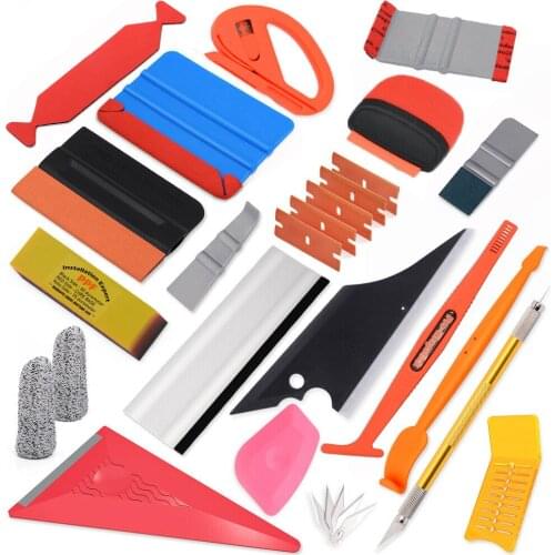 FOSHIO Carbon Fiber Vinyl Film Wrapping Car Accessories Tools Set Window Tint Sticker Cutter Wrap Scraper Squeegee Cleaning Tool