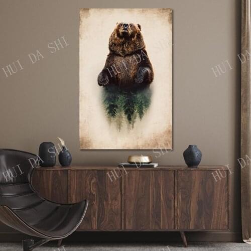 Wild Bear Canvas Wall Decor, Save the Nature Poster Wall Art