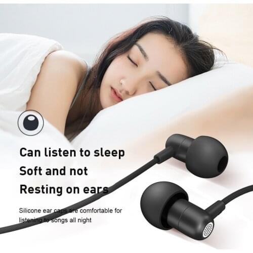 3.5mm Earphone Bass Metal Headset Noise-Cancel Sleeping Earbud Soft Silicone Headset TPE Wired Sleep Earbuds For Xiaomi Huawei