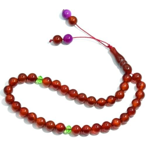 Wholesale Muslim Taisbyha agate 33 rosary 8mm red agate ball Subhah counter Crimson agate 33 beads Free Shipping