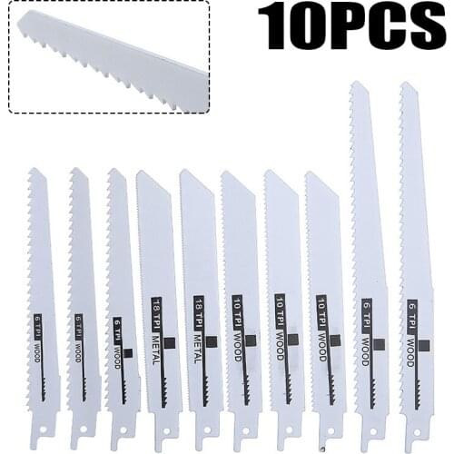 10pcs Jig Saw Blades Reciprocating Saw Blade High-Carbon Steel Saber Saw Blades For Wood Metal Reciprocating Saw Power Tools