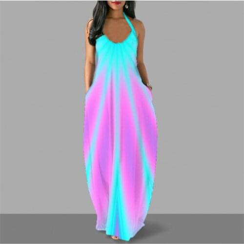 Rainbow Tie-dye Dress Women Backless Sleeveless Spaghetti Strap Dress 2021 Summer Casual Dresses For Women Vestidos De Verano