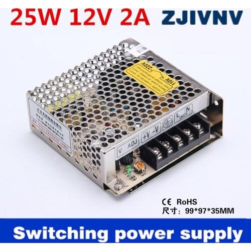 S-25-12 Factory outlet China switching power supply 25W output: 12V 2A, 110V 220V AC to DC 12V output for LED Strip light & CCTV