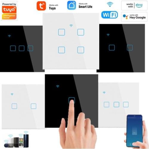 1/2/3/4 Gang TUYA WiFi Smart Touch Switch Timing Switch Smart Home Wall Button APP Control Work With Alexa Google Home Assistant