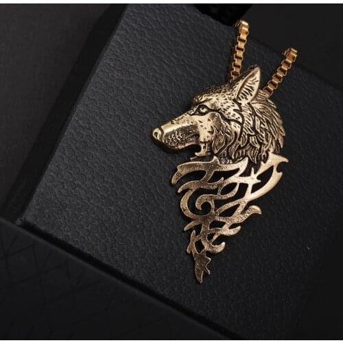 Vintage Punk Wolf Necklace for Men Women Retro Animal Necklace Hollow Cut Out Pendant Choker Fashion Punk Jewelry