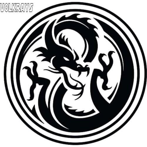 Volkrays Personality Car Sticker Classic Art Dragon Totem Mark Round Accessories Reflective Vinyl Decal Black/Silver,13cm*13cm