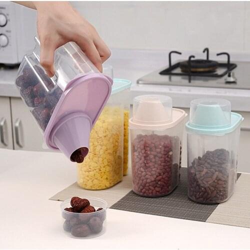 1/4Pcs 1.9L 2.5L Clear PP Plastic Food Storage Box Container Set With Pour Lids Kitchen Storage Bottles Jars Dried Grains Tank