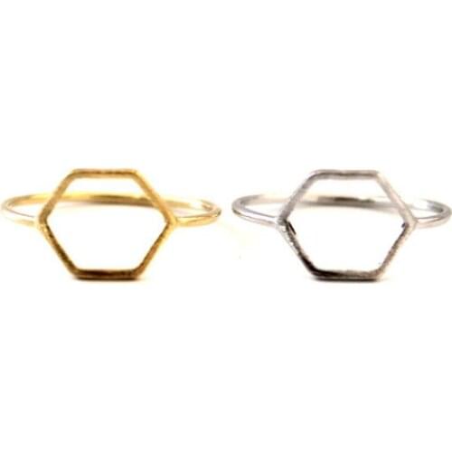 10PCS/lot Factory high quality fashion jewelry geometric Hexagon Outline Ring