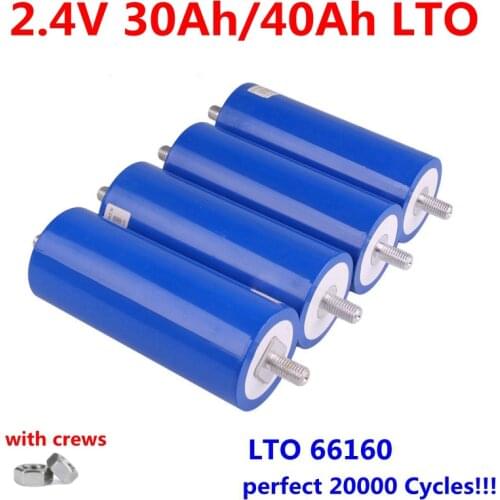 12pcs 20000 Cycles 66160 LTO 2.4V 2.3V 30Ah 40ah Llithium titanium oxide battery for 12V 24V 48V motorcycle Cleaning machine