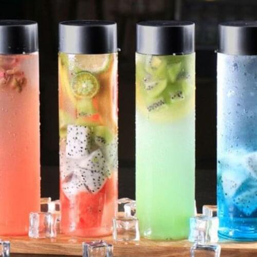 12PCS Plastic Portable Water Bottles Juice Bottles 400/500ml Drink Bottles Leakproof With Black Lids