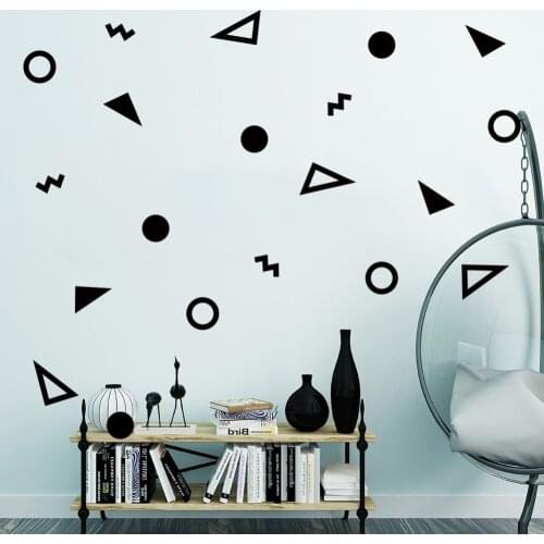20pcs/set Cartoon Geometric Shape Triangles Circle Wall Stickers For Kids Baby Room Wardrobe Poster Child Gift Vinyl Wall Decals
