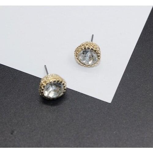 2020 summer new style metal groove inlay design round exquisite high quality small earrings female